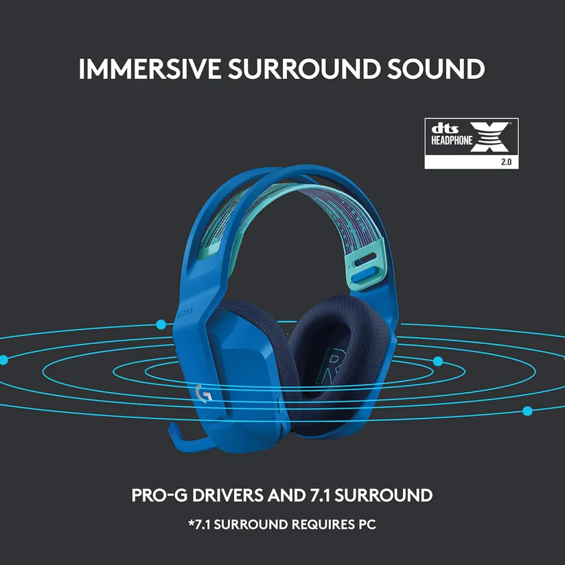 Logitech G733 Lightspeed Wireless Gaming Headset – Blue | RGB, Blue VO!CE Mic, PRO-G Audio, PC/PS5/PS4/Switch Compatible