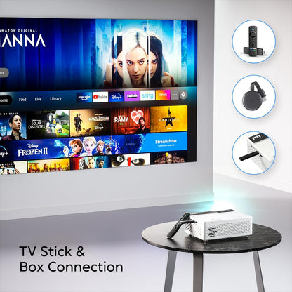 TMY 1080P Mini Projector – Bluetooth, Portable, with Screen, TV Stick & Smartphone Compatible