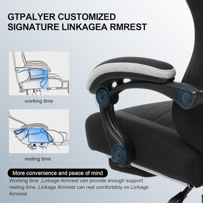 GTPLAYER Gaming Chair – High Back Ergonomic Computer Office Chair with Pocket Spring Cushion, Linkage Armrests, Lumbar Support & Footrest (Black)