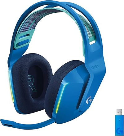 Logitech G733 Lightspeed Wireless Gaming Headset – Blue | RGB, Blue VO!CE Mic, PRO-G Audio, PC/PS5/PS4/Switch Compatible