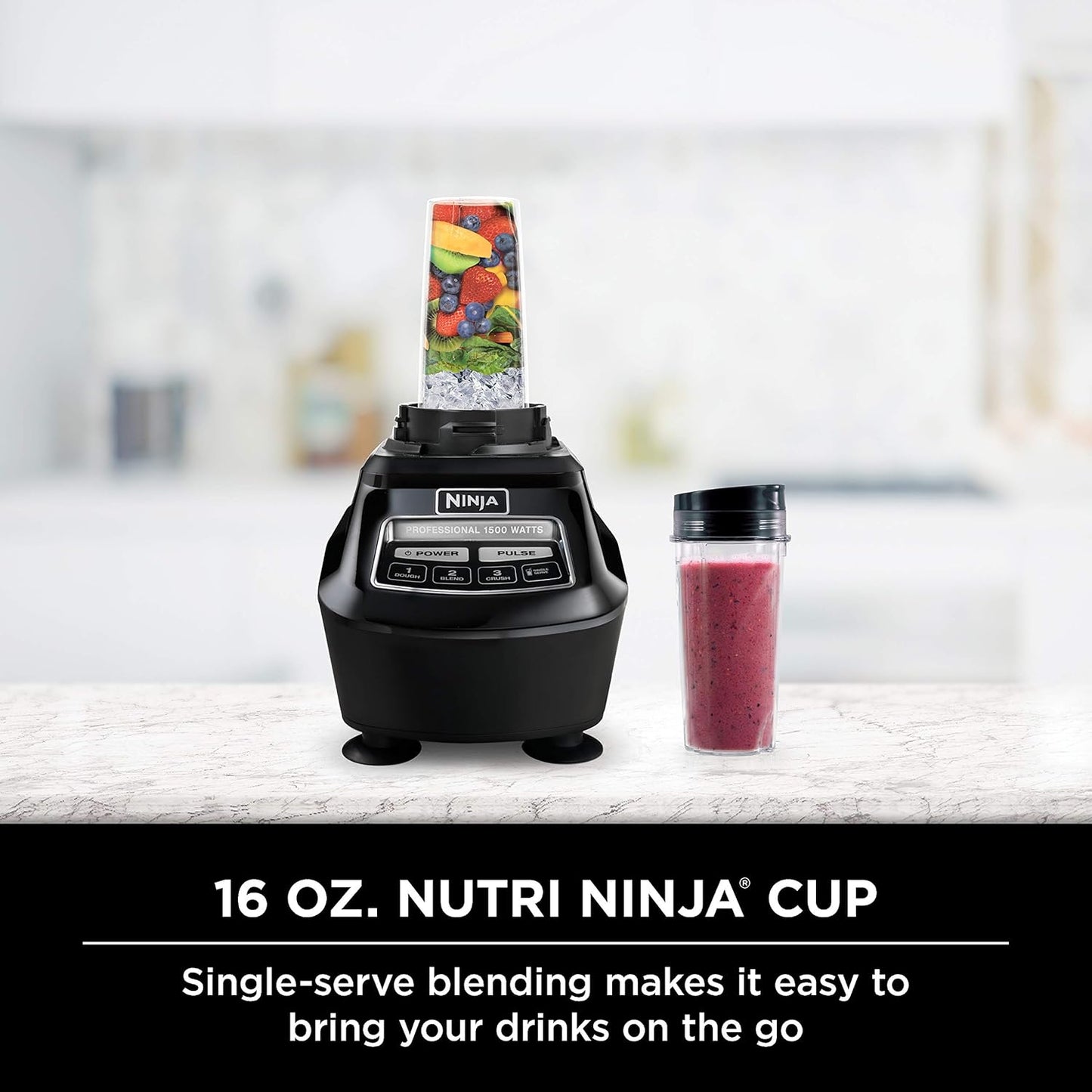 Ninja Mega Kitchen System 1500W – Blender & Food Processor Combo with 72oz Pitcher, 8-Cup Processor Bowl & (2) 16oz To-Go Cups, Total Crushing Technology (BL770, Black)