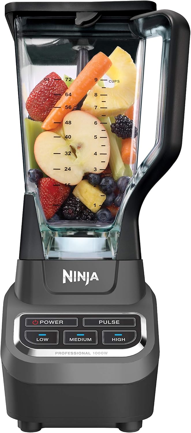Ninja Professional Blender 1000W – Countertop Blender with 72oz Pitcher, Total Crushing Technology for Smoothies, Ice & Frozen Fruit (BL610, Black/Grey)
