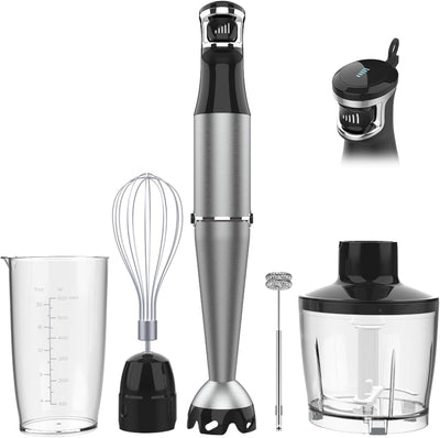 Immersion Blender Handheld 1100W – 5-in-1 Corded Hand Blender Set with Variable Speed, Stick Emulsifier, Chopper, Whisk & Frother for Baby Food, Soups & Smoothies