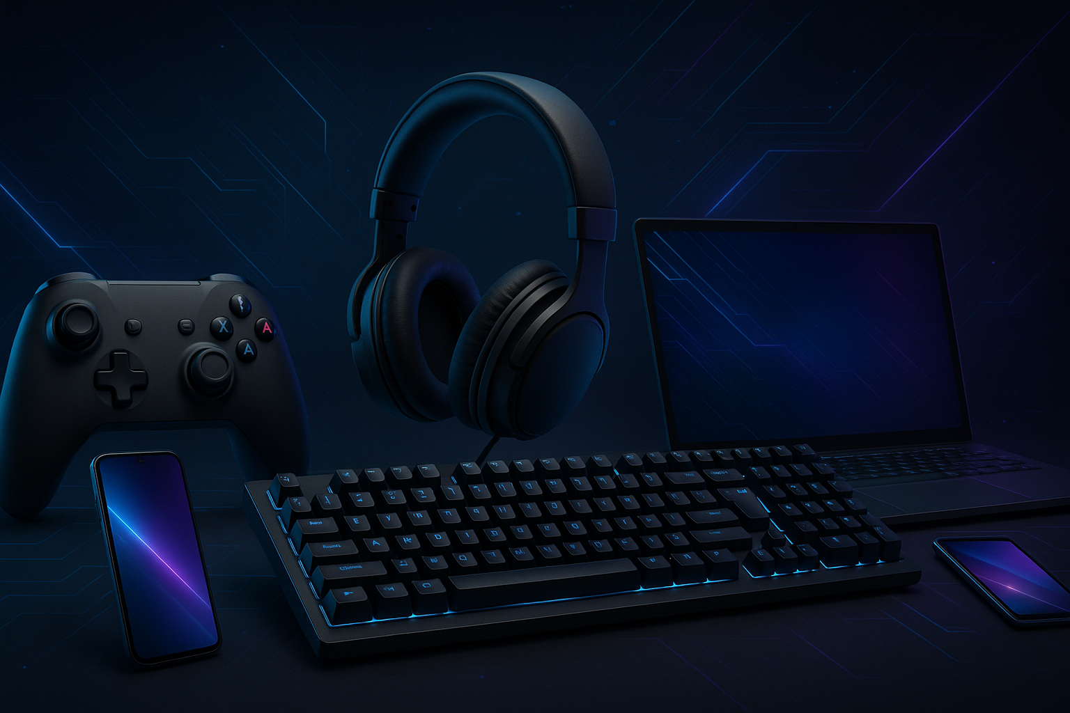 Create a main page Image for the homepage in rectangluar format like slide but for the Gamming and electronics retail shop. 
