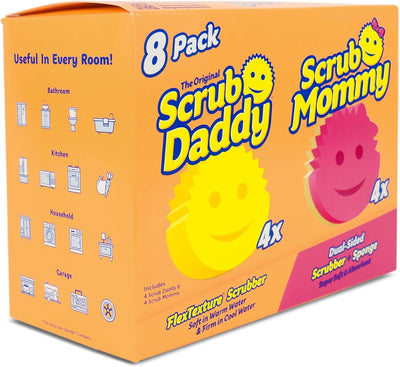 Scrub Daddy & Mommy Sponge Set – 8 Pack, Scratch-Free, BPA-Free, Odor Resistant